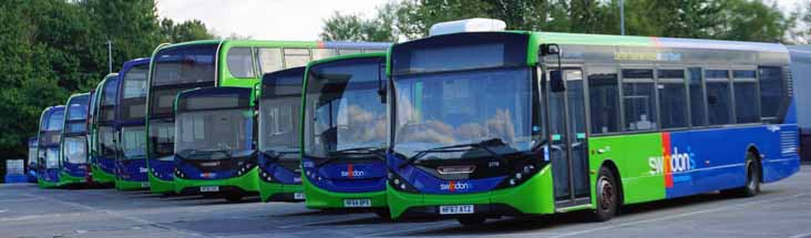 Swindon depot line up including Enviro200MMC 2778, Enviro200 2720 & Enviro200MMC 275